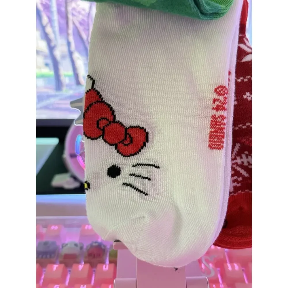 Hello Kitty Women's Christmas Holiday No Show Socks 3 Pack Pair 2024 Sanrio